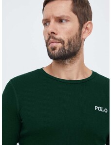 Polo Ralph Lauren hosszú ujjú pizsama felső zöld, nyomott mintás