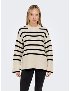 Black-Beige Women's Striped Sweater ONLY Sia - Women