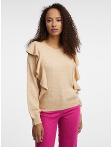 Orsay Beige women's sweater with ruffles - Women