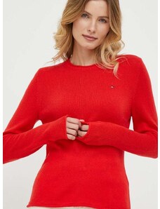 Tommy Hilfiger gyapjú pulóver könnyű, női, piros