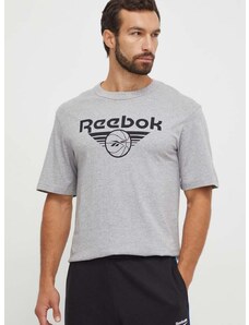 Reebok Classic pamut póló Basketball szürke, nyomott mintás