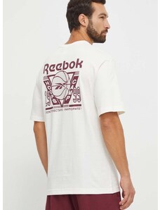 Reebok Classic pamut póló Basketball bézs, nyomott mintás