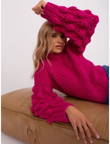 Fashionhunters Fuchsia oversize sweater with puffed sleeves