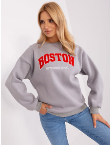 BASIC Szürke pulóver felirattal Boston EM-BL-617-8.10-grey