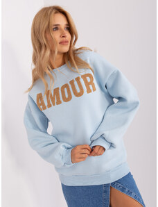 BASIC Világoskék pulóver felirattal Amour EM-BL-617-10.71-light blue