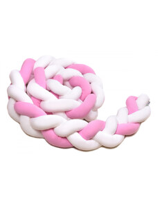 T-TOMI Braided crib bumpers 180 cm White + Pink