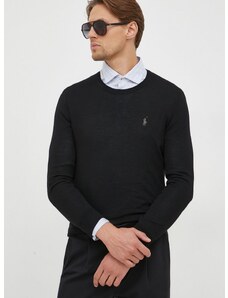 Polo Ralph Lauren gyapjú pulóver férfi, fekete