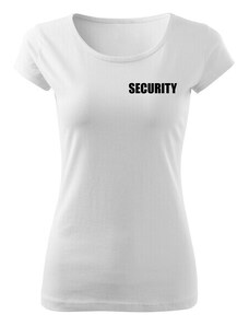 DRAGOWA női póló feliratos SECURITY , fehér