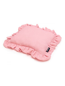 T-TOMI BIO Muslin pillow with ruffles Pink
