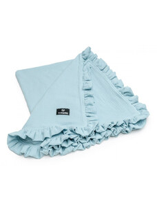 T-TOMI BIO Muslin blanket with ruffles Blue