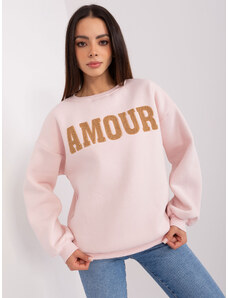 BASIC Világos rózsaszín pulóver felirattal Amour EM-BL-617-10.71-light pink