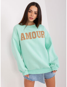 BASIC Menta pulóver felirattal Amour EM-BL-617-10.71-mint