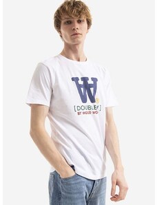 Wood Wood pamut póló Ace Typo T-shirt fehér, nyomott mintás
