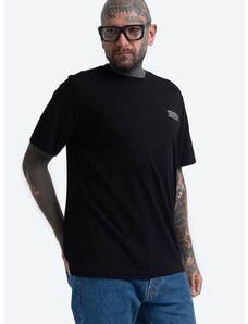Wood Wood pamut póló Sami Info T-shirt fekete, nyomott mintás