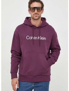 Calvin Klein pamut melegítőfelső lila, férfi, nyomott mintás, kapucnis