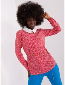 Fashionhunters Kaelyn Red and White Collar Blouse