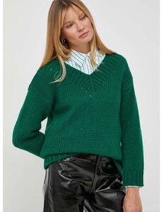 Luisa Spagnoli gyapjú pulóver meleg, női, zöld