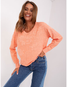 Fashionhunters Classic women's peach sweater with cotton