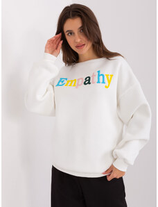 BASIC Krémszínű pulóver színes felirattal EM-BL-617-12.04-ecru