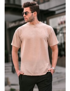 Madmext Beige Regular Fit Basic Men's T-Shirt 6099