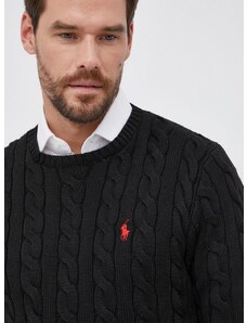 Polo Ralph Lauren pamut pulóver meleg, férfi, fekete