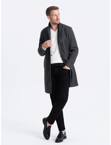 Ombre Clothing Men's lightweight single-breasted coat - graphite V5 OM-COWC-0104
