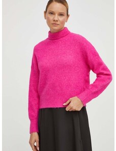 Samsoe Samsoe Samsoe gyapjú pulóver NOLA könnyű, női, rózsaszín, félgarbó nyakú, F18322002