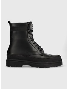 Calvin Klein bőr cipő LACE UP BOOT HIGH fekete, férfi, HM0HM01213