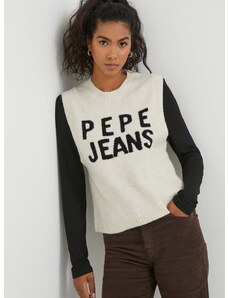 Pepe Jeans mellény gyapjú keverékből Denisse bézs