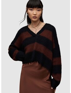 AllSaints gyapjúkeverék pulóver LOU CROP női, barna