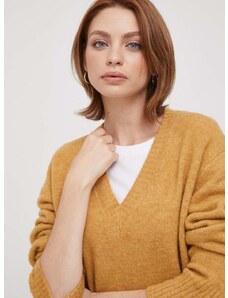 Pepe Jeans gyapjúkeverék pulóver Denisse női, sárga