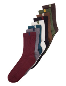 Trendyol 8-Pack Multi Color Cotton Textured Color Block Socket-Long Socks