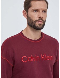 Calvin Klein Underwear pamut pulóver otthoni viseletre bordó, nyomott mintás
