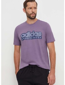 adidas pamut póló lila, férfi, nyomott mintás