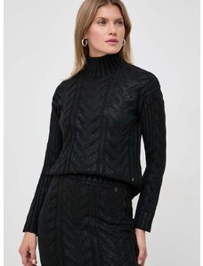 Guess gyapjúkeverék pulóver női, fekete, félgarbó nyakú
