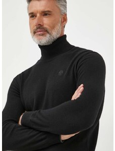 North Sails gyapjúkeverék pulóver könnyű, férfi, fekete, garbónyakú