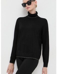 Liu Jo pulóver könnyű, női, fekete, félgarbó nyakú