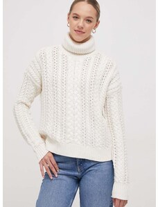 Lauren Ralph Lauren pulóver meleg, női, bézs, garbónyakú
