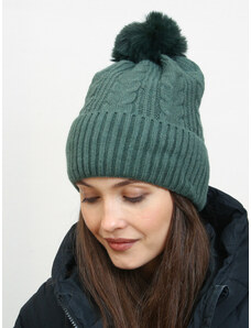Green women's hat with Shelvt pompom