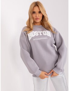 BASIC Szürke-fehér pulóver felirattal Boston EM-BL-617-8.10-grey