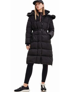Desigual kabát 23WWEWAZ WOMAN WOVEN PADDED LONG OVERCOA női, fekete, téli