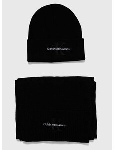 Calvin Klein Jeans pamut sapka és sál fekete