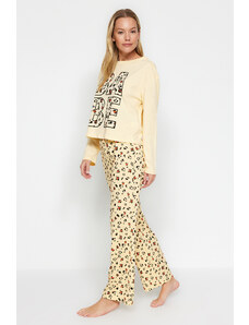 Trendyol sárga 100% pamut pólónadrág és kötött pizsama szett