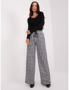 Fashionhunters Black and white patterned fabric trousers