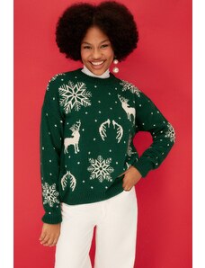 Trendyol Emerald Christmas Theme Jacquard-Knitwear Sweater