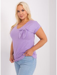 Fashionhunters Purple plus size blouse with short sleeves
