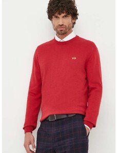 La Martina gyapjúkeverék pulóver könnyű, férfi, piros