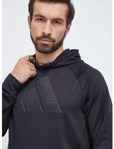 adidas Performance edzős pulóver fekete, nyomott mintás, kapucnis