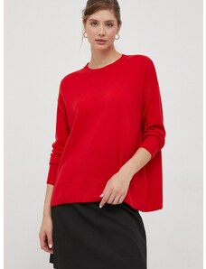 Sisley gyapjú pulóver könnyű, női, piros