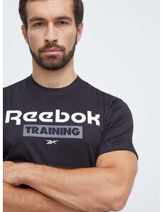 Reebok edzős póló fekete, nyomott mintás